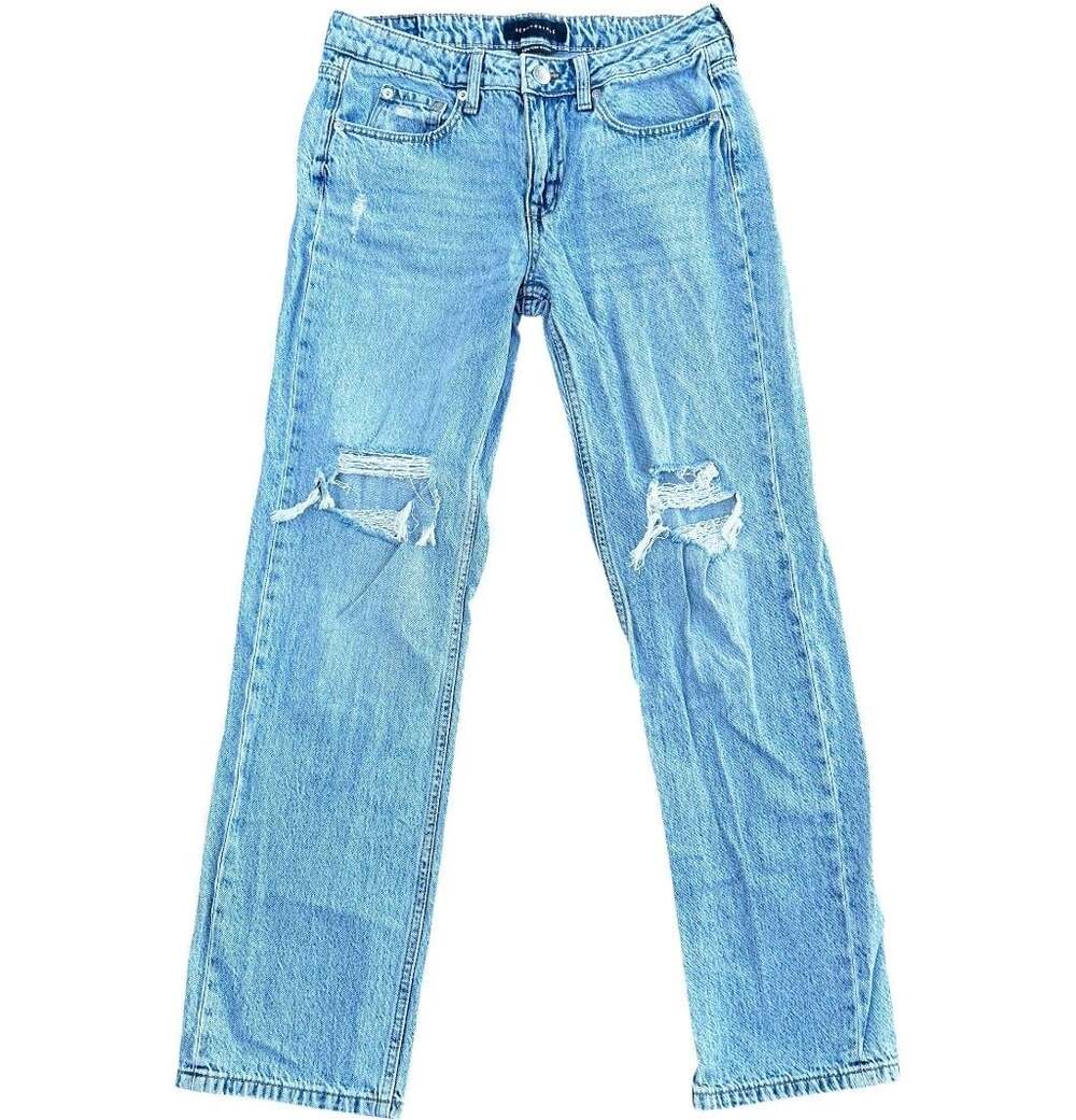 Aeropostale Low Rise Baggy Distressed Jeans Size 4 Reg Y2K